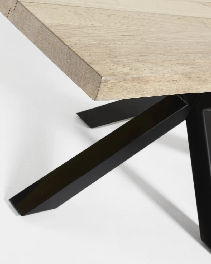 Argo table in whitewashed oak with steel legs with black finish 160 x 90 cm