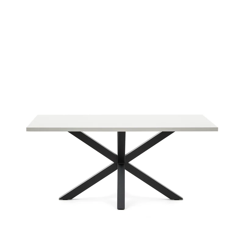 Argo table in melamine with white finish and steel legs with black finish 160 x 100 cm