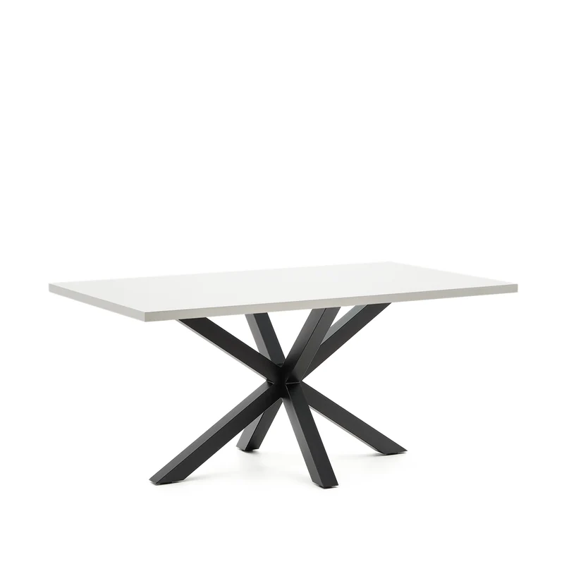 Argo table in melamine with white finish and steel legs with black finish 160 x 100 cm