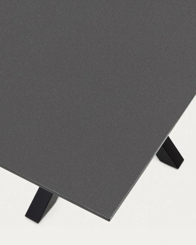 Argo table with black glass and black steel legs 160 x 90 cm