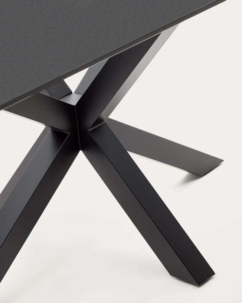 Argo table with black glass and black steel legs 160 x 90 cm