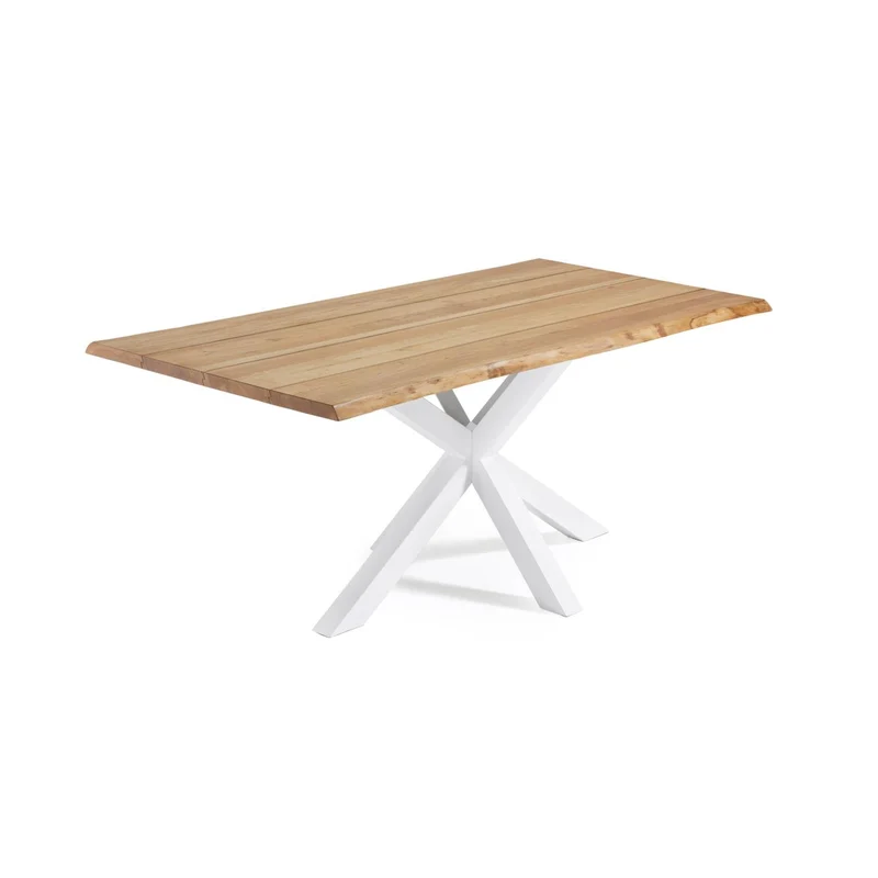 Argo oak veneer table with natural finish and steel legs with white finish 160 x 90 cm