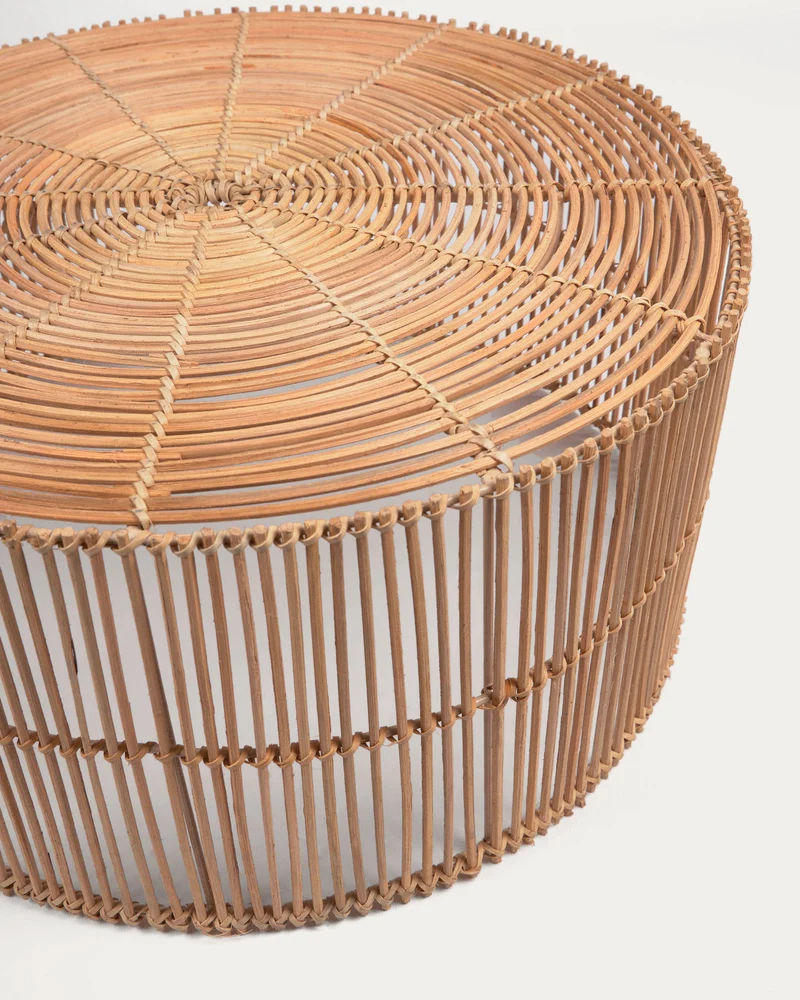 Elmima set of 2 coffee tables in 100% rattan with natural finish Ø 66 cm and Ø 55 cm