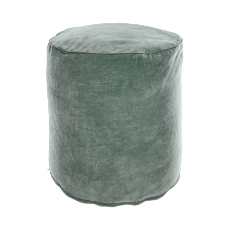Brunetta round pouffe in dark turquoise velvet Ø 40 cm