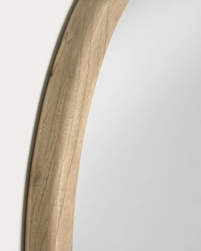 Alum round solid mindi wood mirror 100 cm
