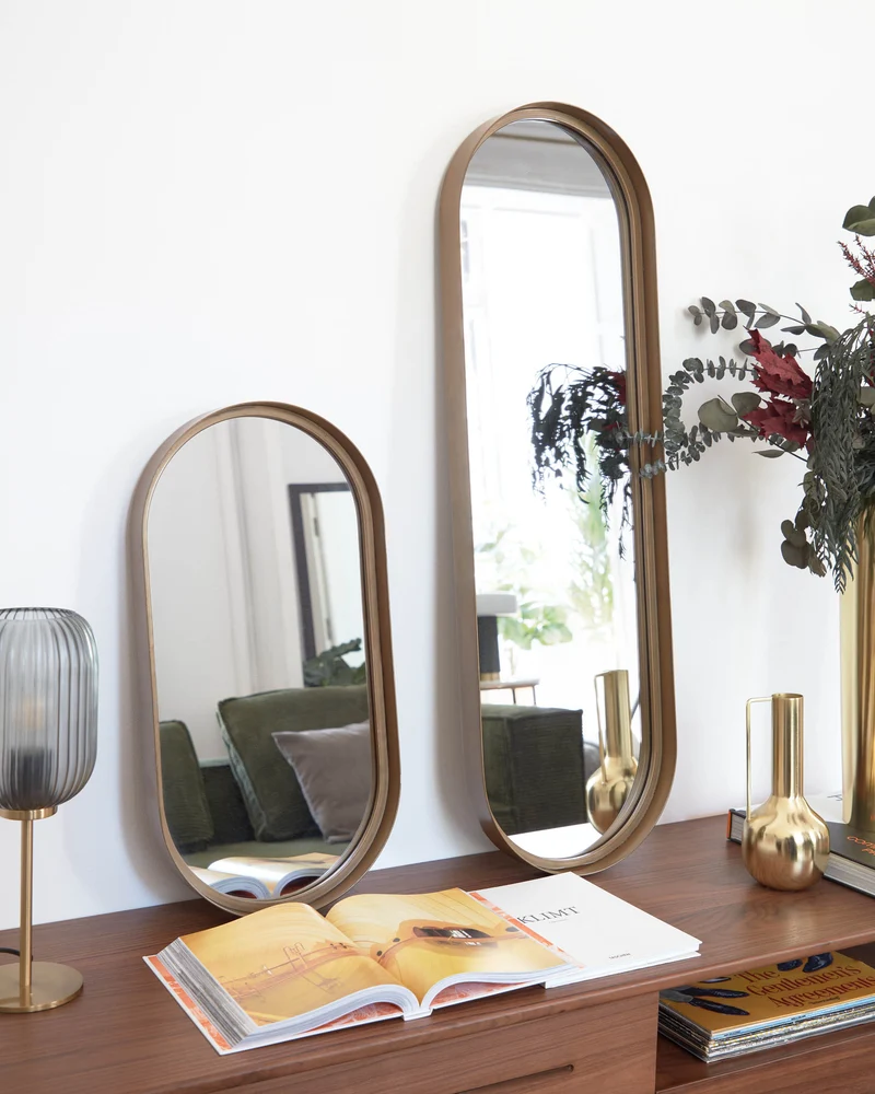 Tiare gold metal wall mirror 31 x 61,5 cm