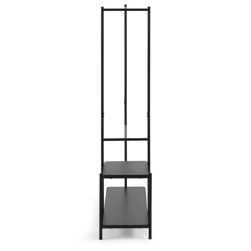 Galatia melamine and metal clothes rail with bench in black finish 100 x 150 cm