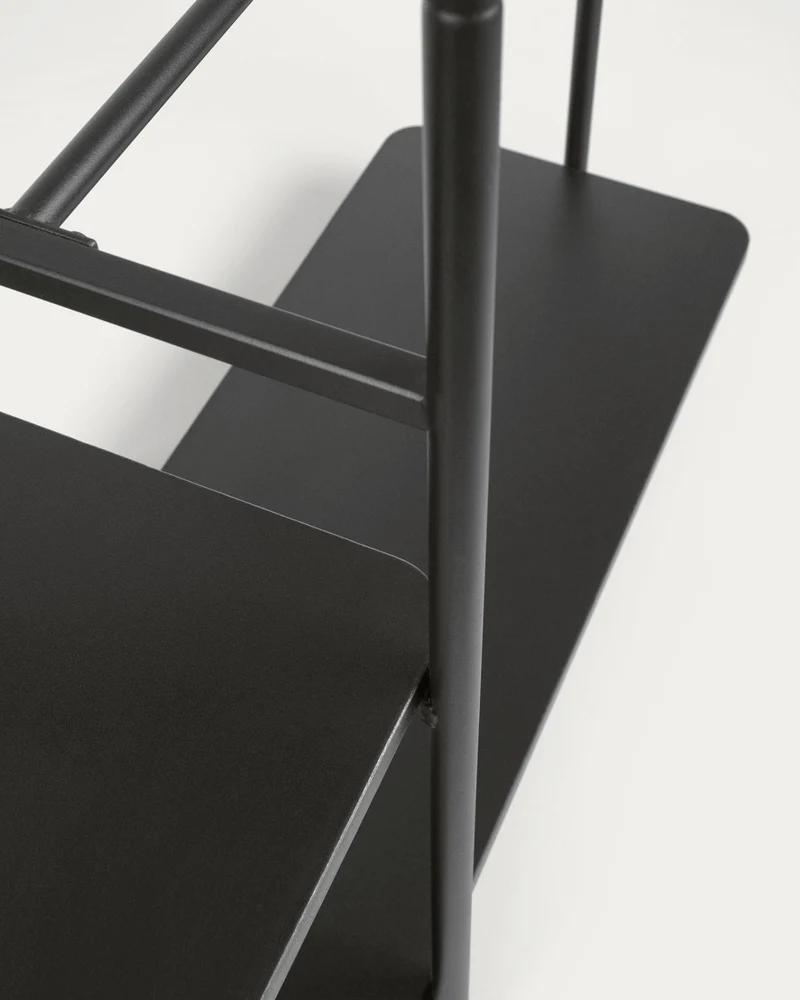 Galatia melamine and metal clothes rail with bench in black finish 100 x 150 cm