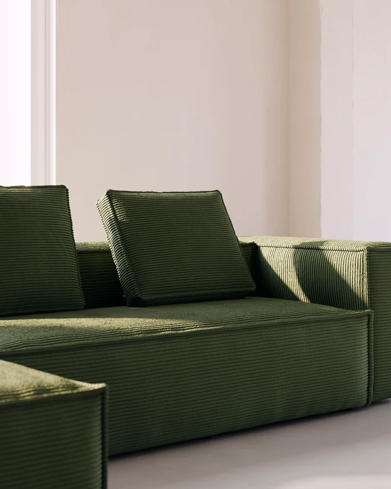 Blok cushion in green thick corduroy 50 x 60cm