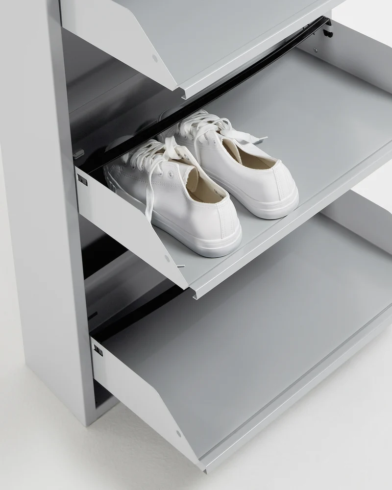 Shoe rack Ode 50 x 136 cm 4 doors metal grey
