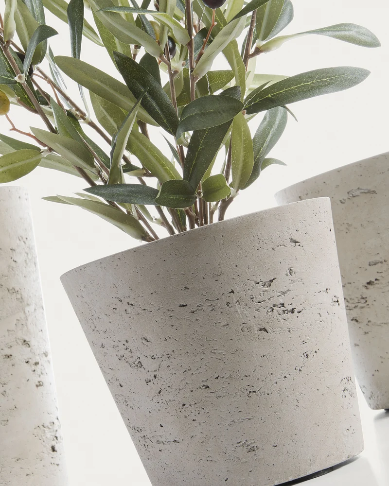 Low set of 3 planters grey Ø 23,5 cm / Ø 16,5 cm / Ø 14 cm