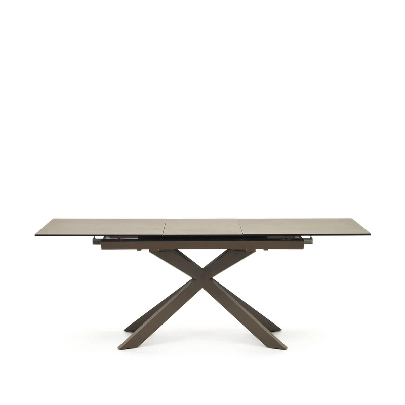 Atminda extendable table, porcelain and steel legs with a grey finish, 160 (210) x 90 cm