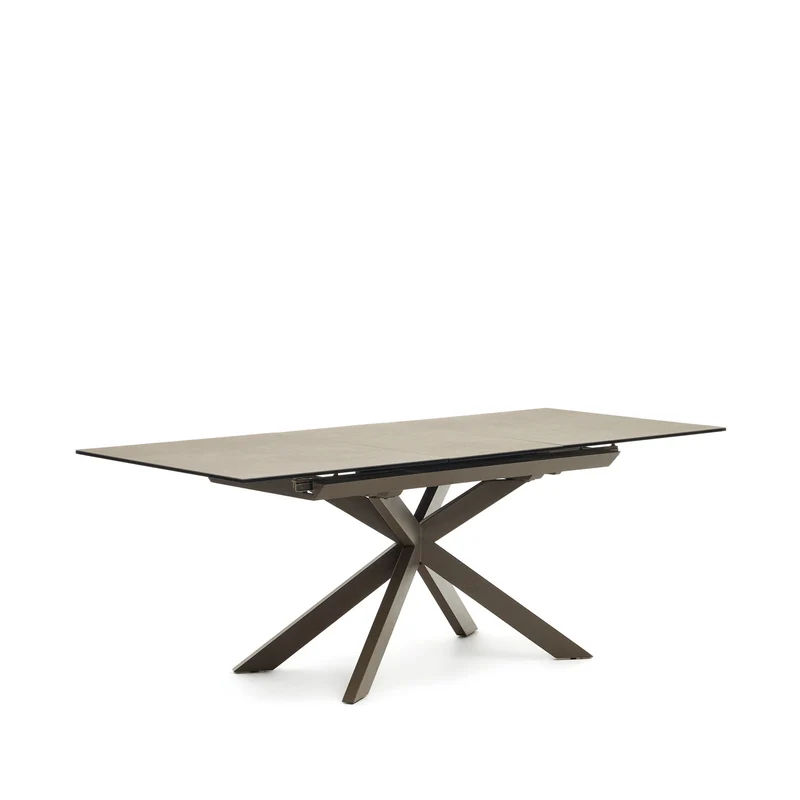 Atminda extendable table, porcelain and steel legs with a grey finish, 160 (210) x 90 cm