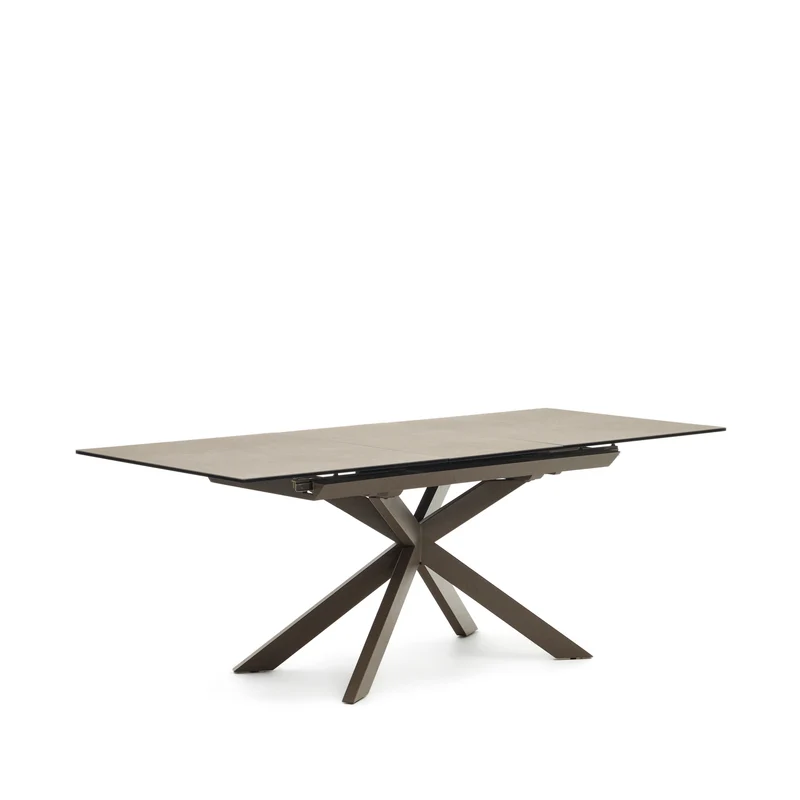 Atminda extendable table, porcelain and steel legs with a grey finish, 160 (210) x 90 cm