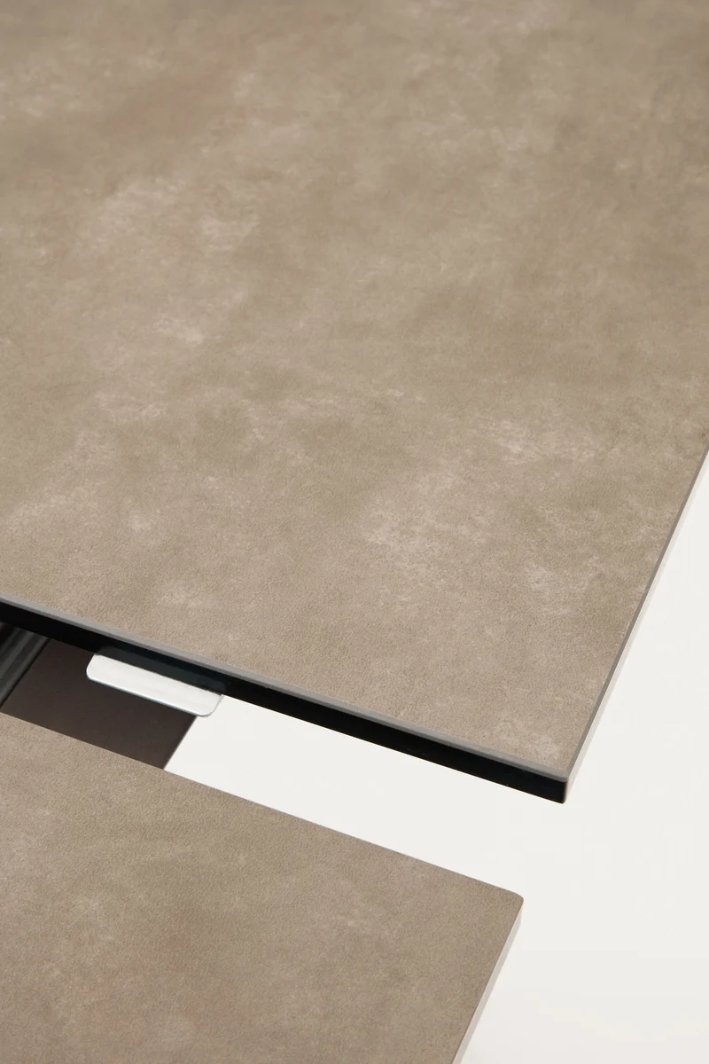 Atminda extendable table, porcelain and steel legs with a grey finish, 160 (210) x 90 cm
