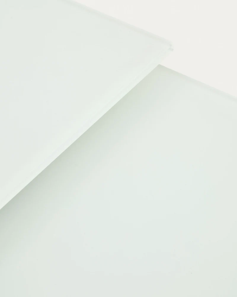 Atminda extendable table in glass and MDF with steel legs in white, 160 (210) x 90 cm
