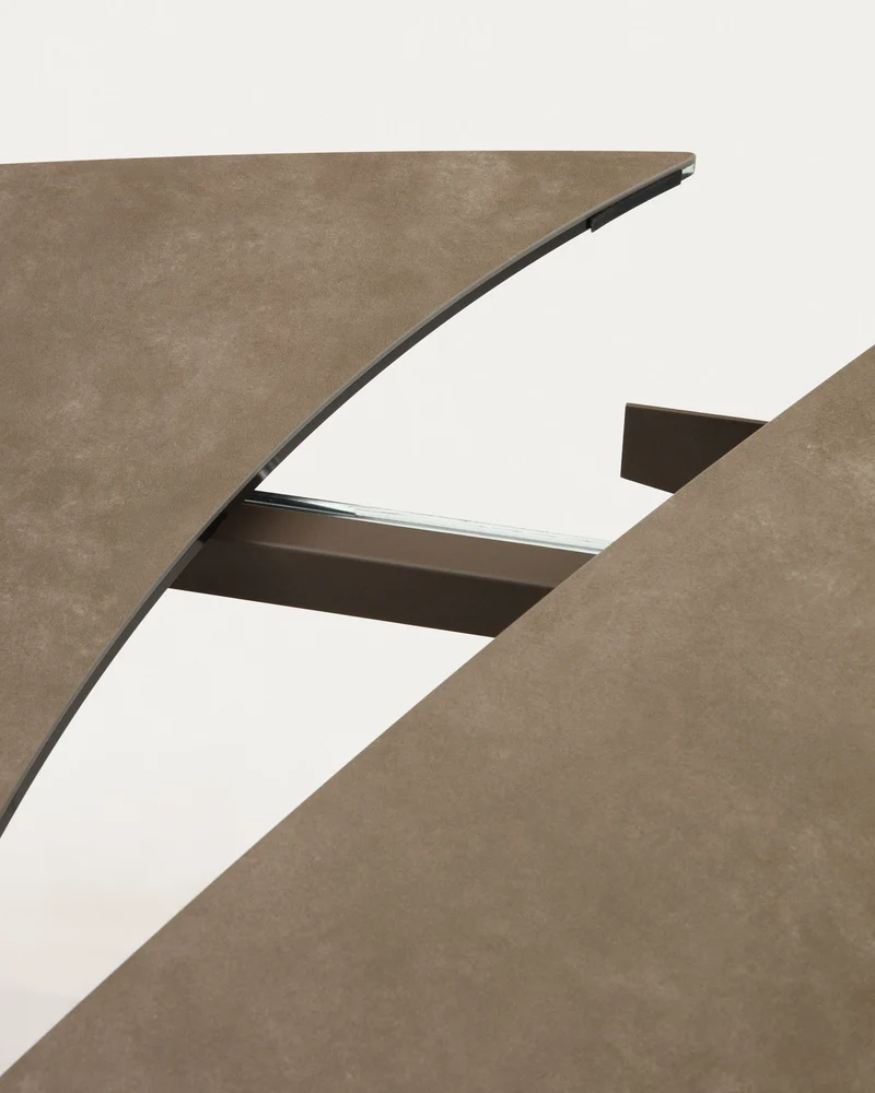 Yodalia extendable table, porcelain and steel legs with a brown finish, 130 (190) x 100 cm