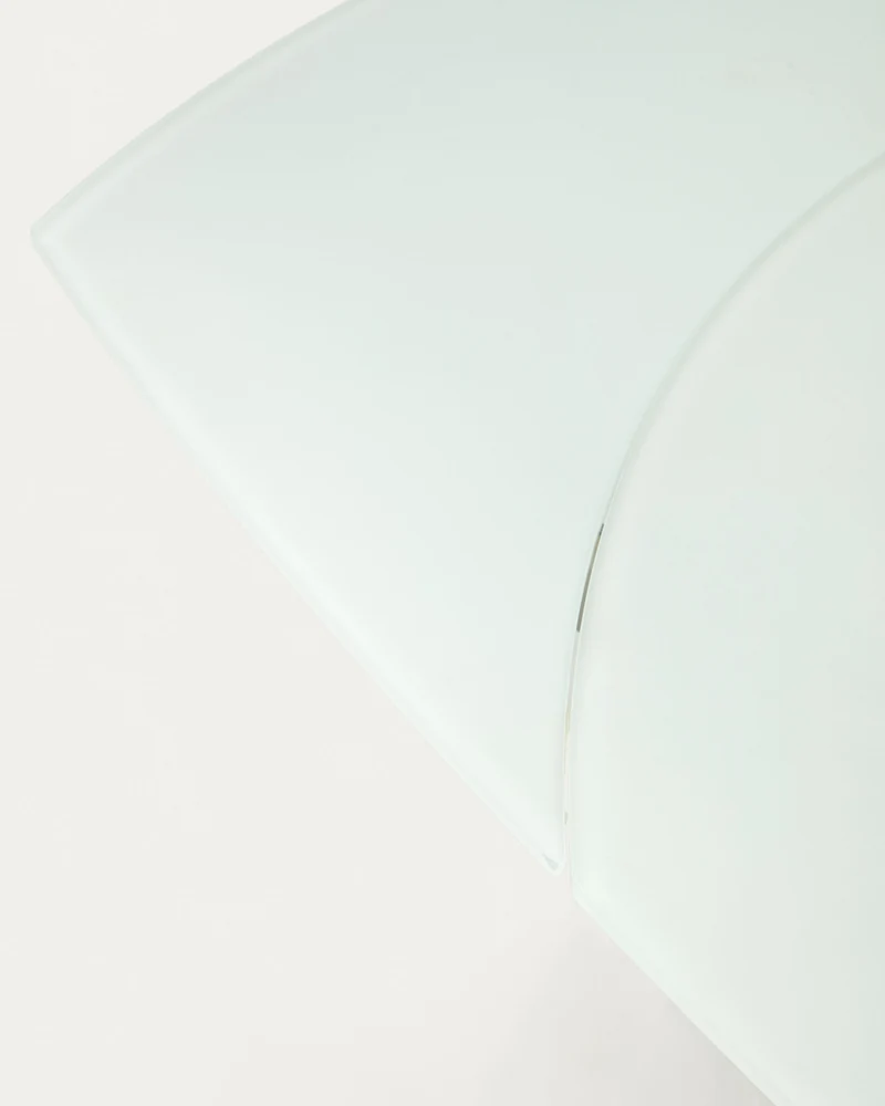 Yodalia extendable table in tempered glass with steel legs in a white finish 130(190)x100 cm