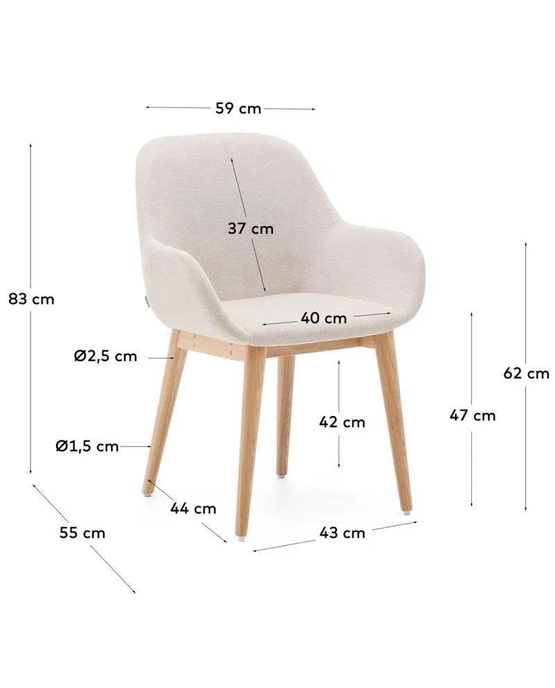 Konna Chair Beige & Natural Finish