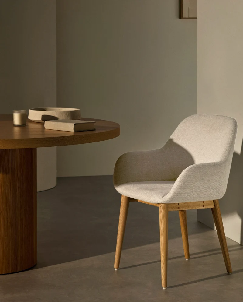 Konna Chair Beige & Natural Finish
