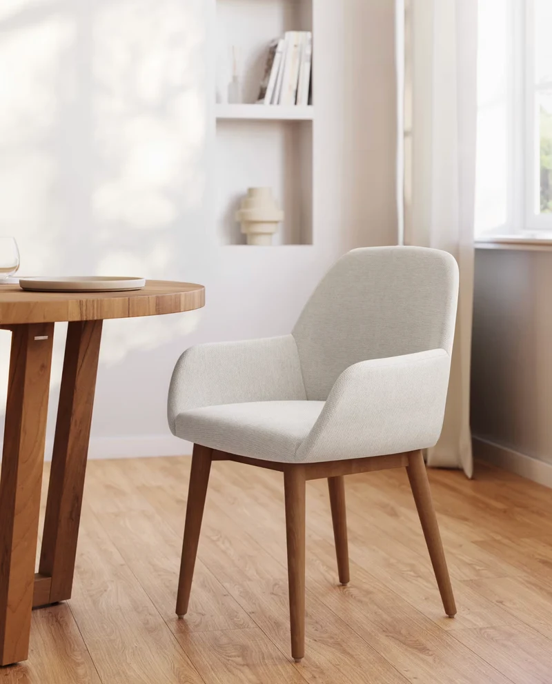 Konna Chair Beige & Dark Finish