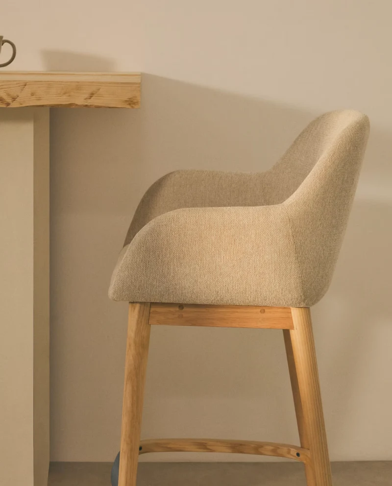 Konna Stool Beige & Light Finish 65 cm