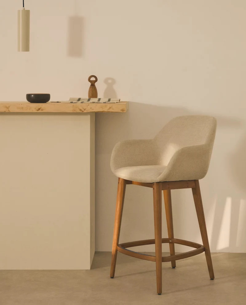 Konna Stool Beige & Dark Finish 65cm