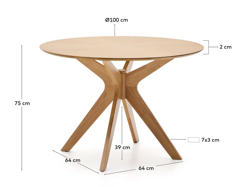 Naanim Round Table Oak Finish
