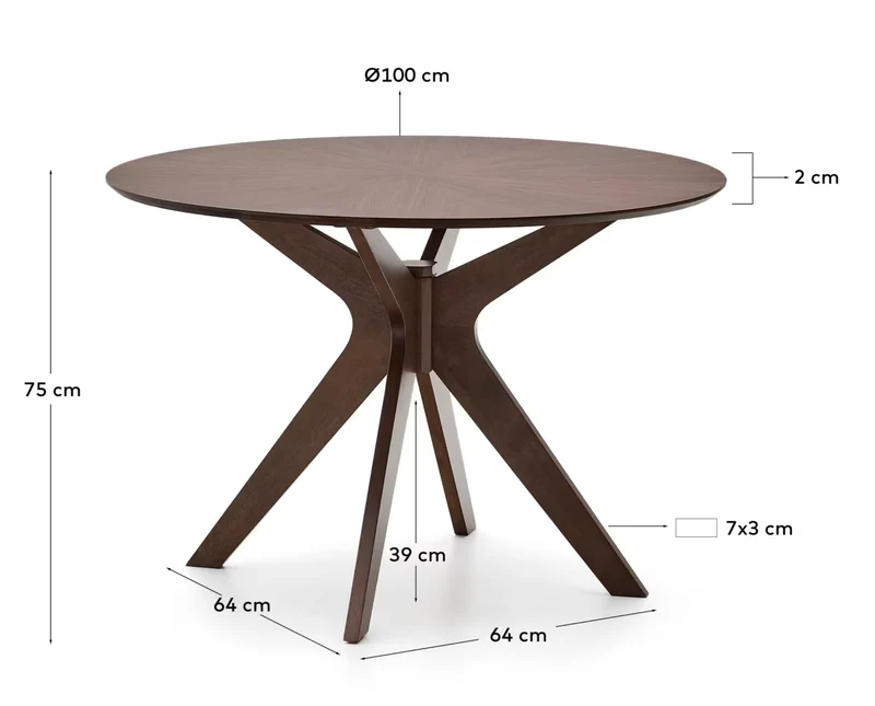 Naanim Round Table Walnut Finish