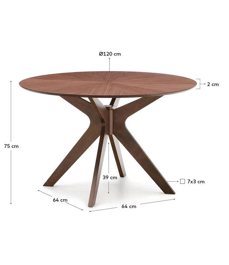 Naanim Round Table Walnut Finish