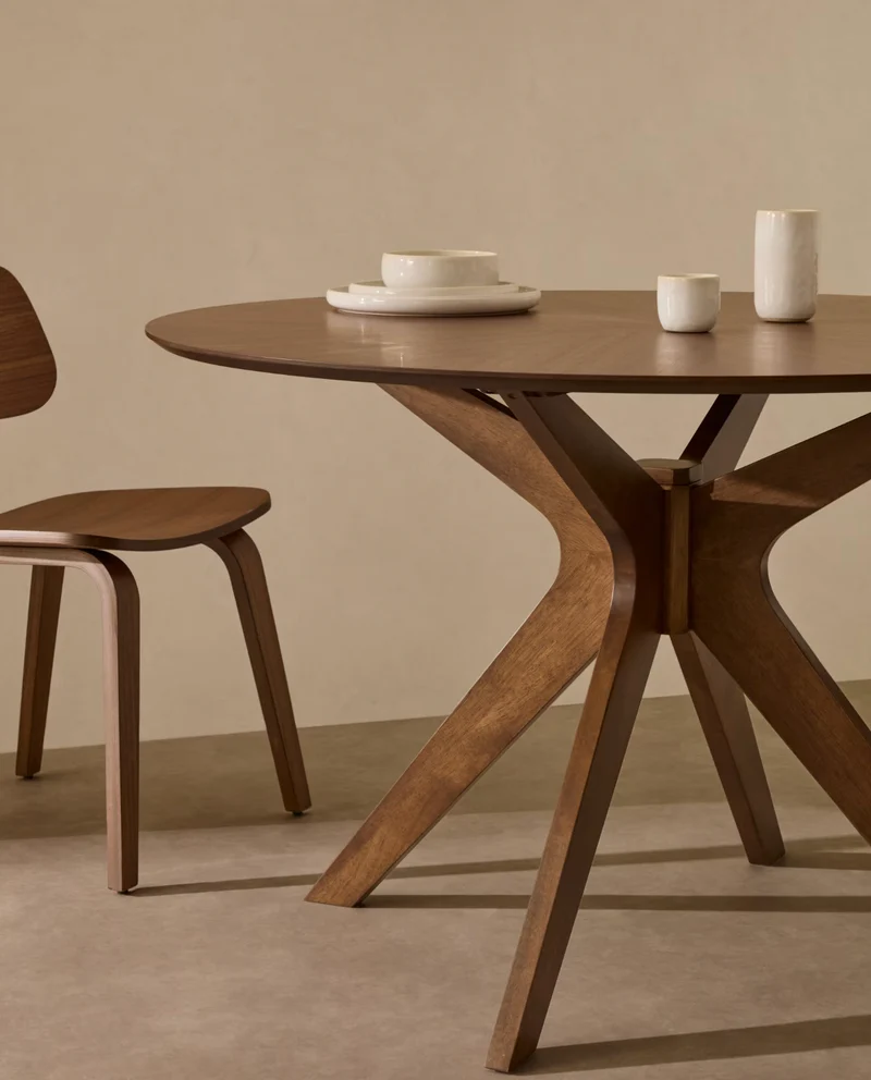 Naanim Round Table Walnut Finish