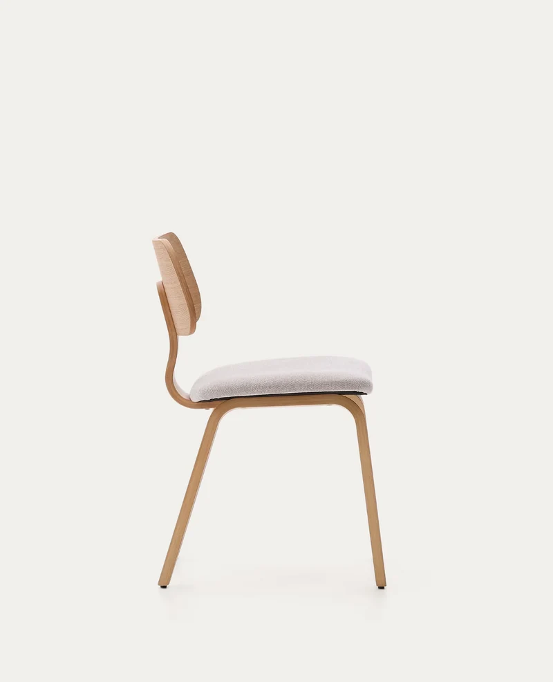 Gena Chair Beige Chenille & Oak Finish