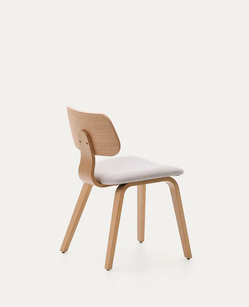 Gena Chair Beige Chenille & Oak Finish