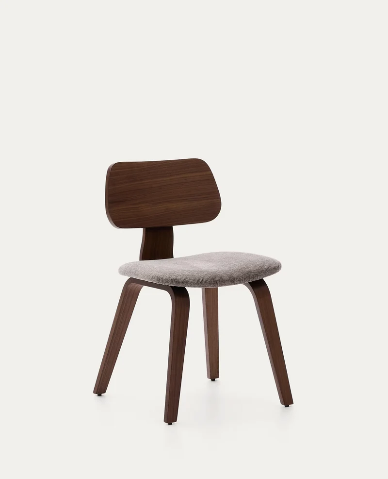 Gena Chair Beige Chenille & Walnut Finish