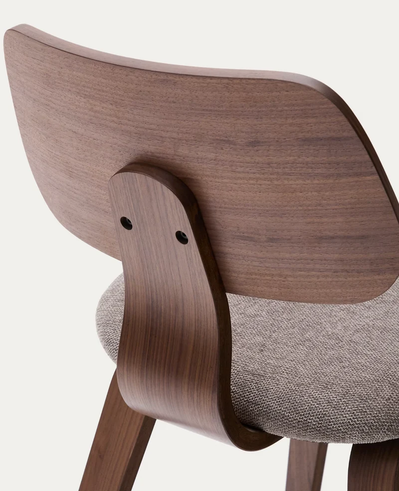 Gena Chair Beige Chenille & Walnut Finish