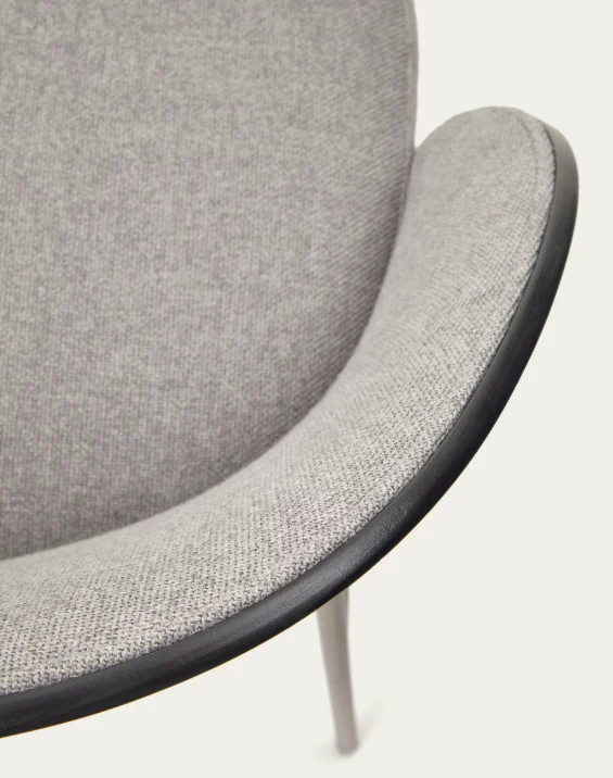 Eamy Stool Grey Chenille & Black Finish 65cm