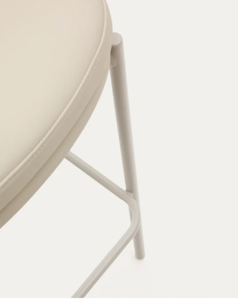 Eamy Stool Beige Flax Leather & Ash Veneer 65 cm