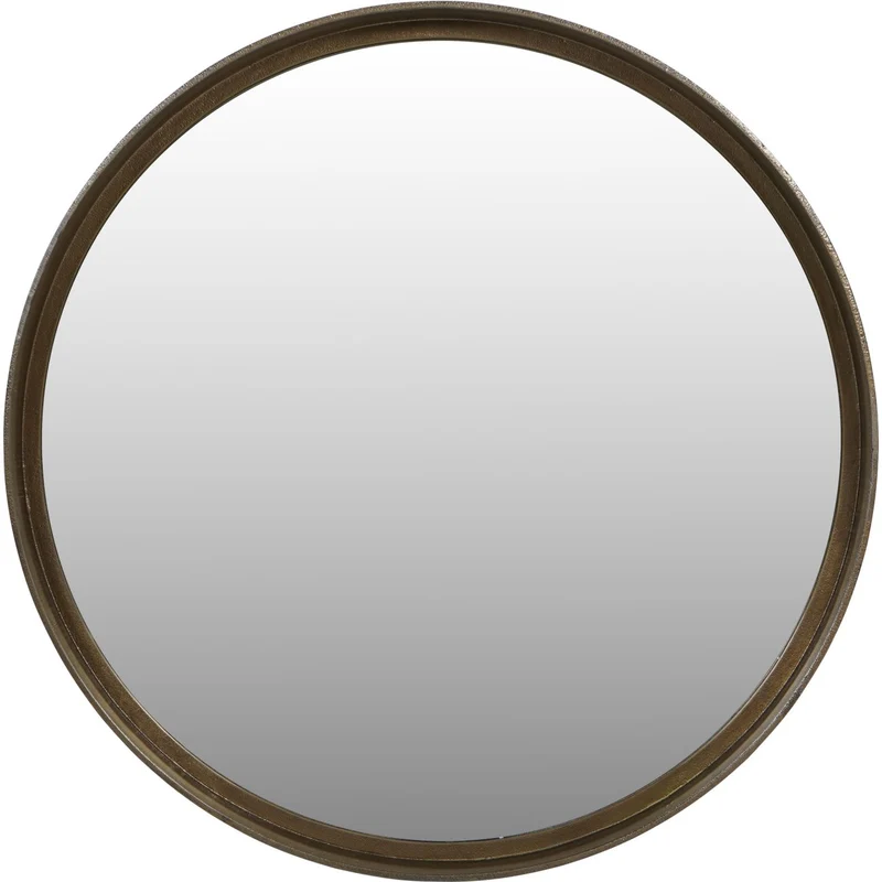 Brass Textured Round Mirror