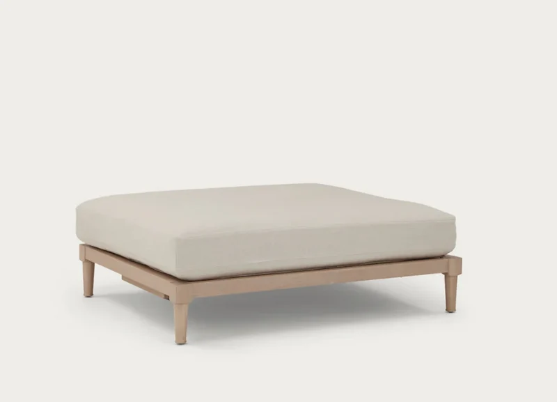 Ophelia Footstool Large - Heavyweight Linen Pale Oat