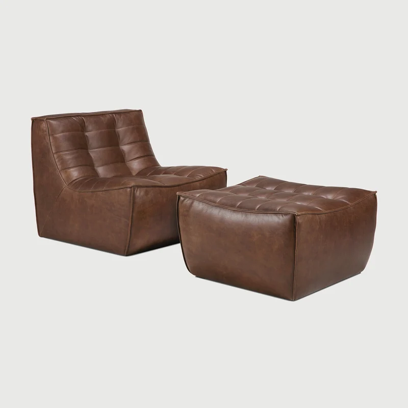 N701 Footstool - Chestnut Leather