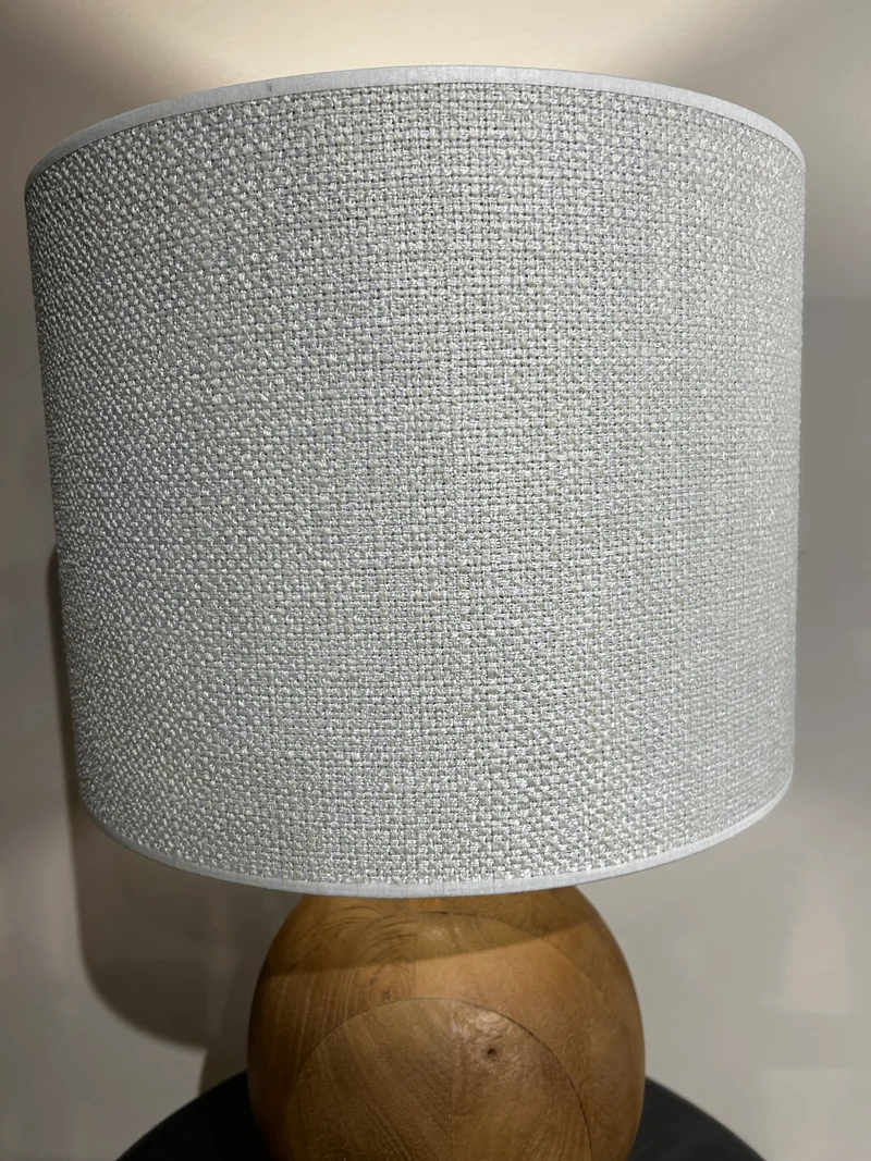 Wood Table Lamp With Cream Shade