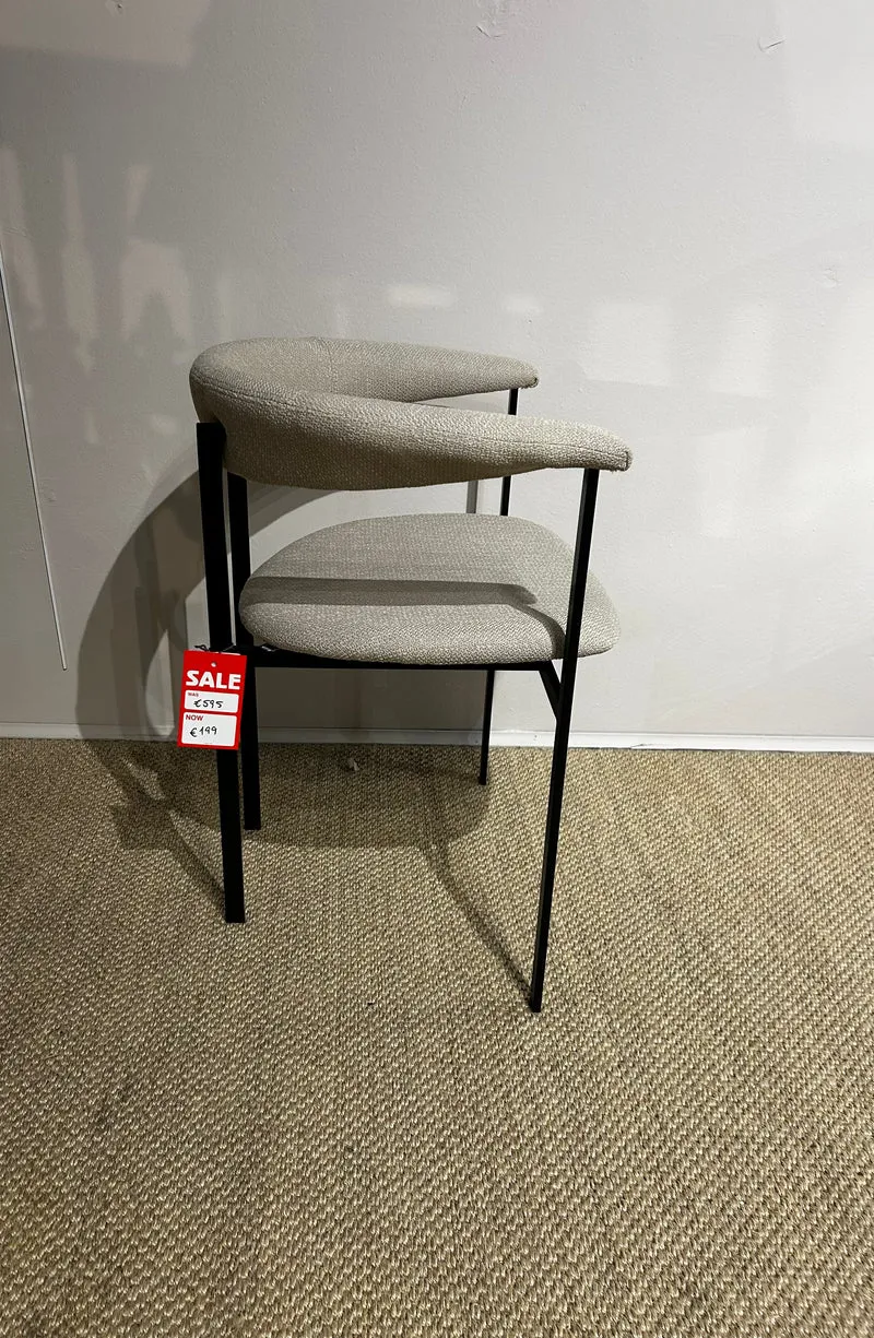 Dining Chair with Black Metal Legs and Upholstery