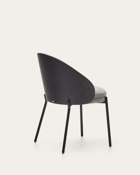 Eamy Chair Light Grey Chenille & Black Finish