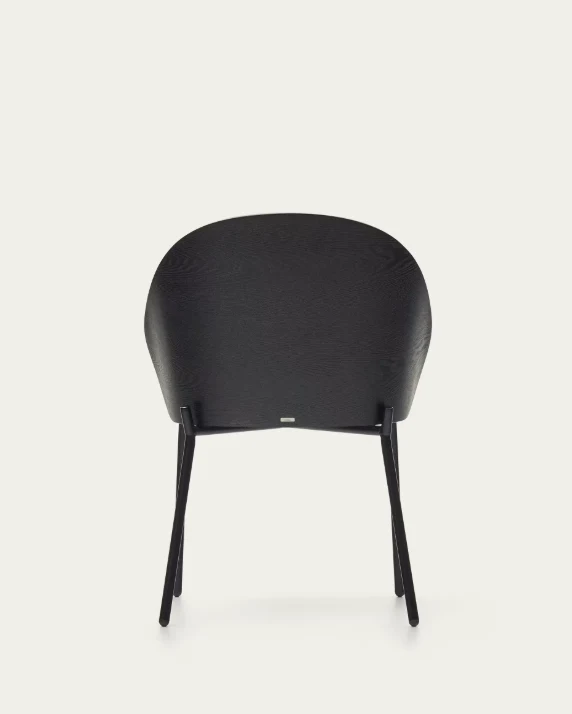 Eamy Chair Light Grey Chenille & Black Finish