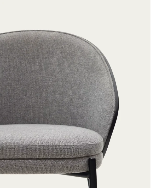 Eamy Chair Light Grey Chenille & Black Finish