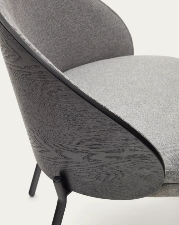 Eamy Chair Light Grey Chenille & Black Finish