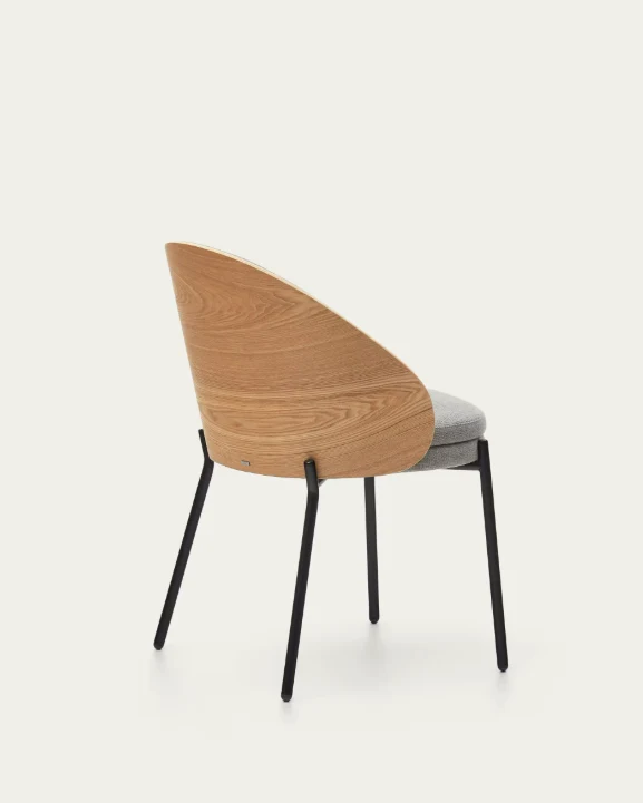 Eamy Chair Light Grey Chenille & Natural Finish