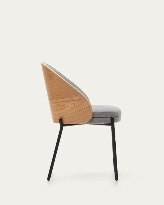 Eamy Chair Light Grey Chenille & Natural Finish