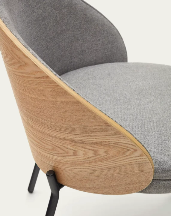Eamy Chair Light Grey Chenille & Natural Finish