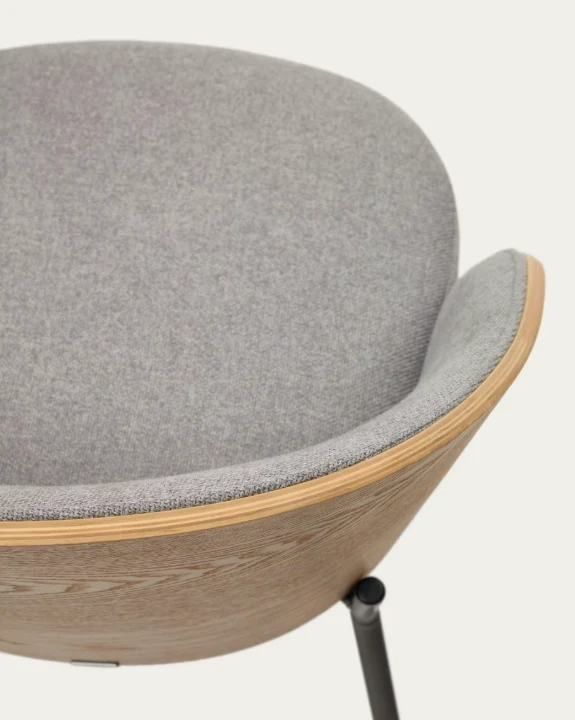 Eamy Chair Light Grey Chenille & Natural Finish